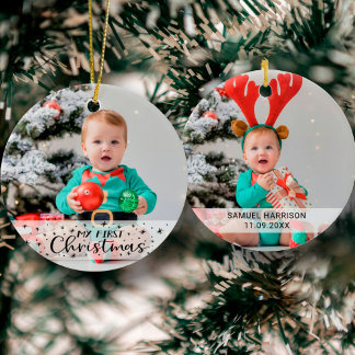 Mein erstes Weihnachten mit zwei Fotos Keramik Ornament