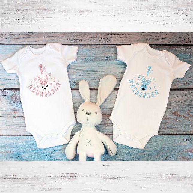 Mein erstes Weihnachten Modernes Blau und Weiße Re Baby Strampler (Von Creator hochgeladen)