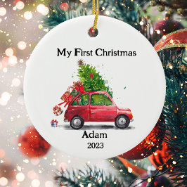 Mein erstes Weihnachten Retro-Auto Keramik Ornament