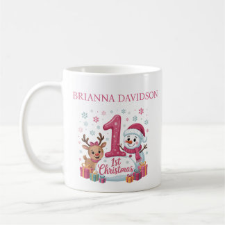 Mein erstes Weihnachten Rosa Foto Personalisierter Kaffeetasse