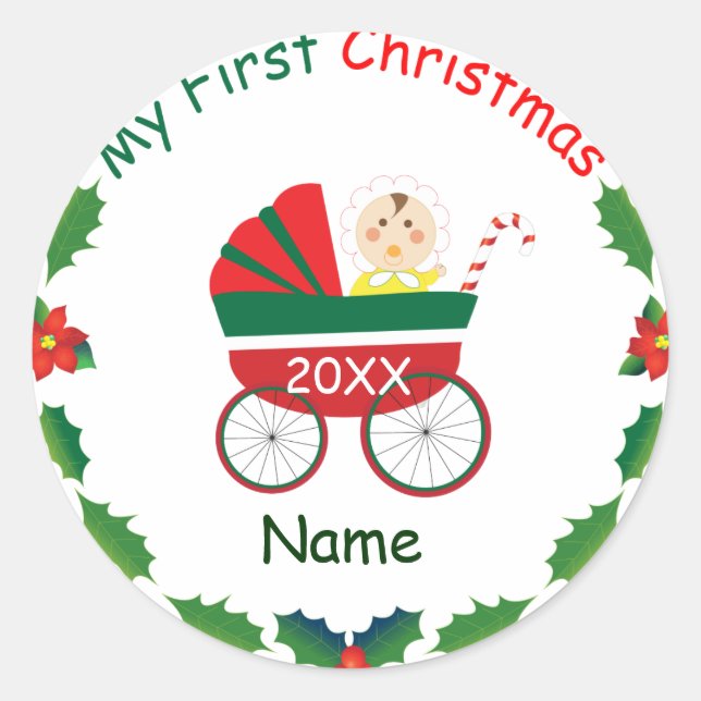 Mein erstes Weihnachten Runder Aufkleber (Vorderseite)