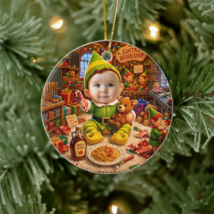 Mein erstes Weihnachten Santas kleiner Helfer Foto Keramik Ornament