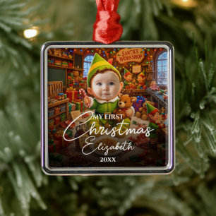 Mein erstes Weihnachten Santas kleiner Helfer Foto Ornament Aus Metall