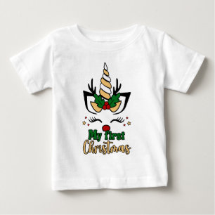 Mein erstes Weihnachten Typografie Süß Festlich Ei Baby T-shirt