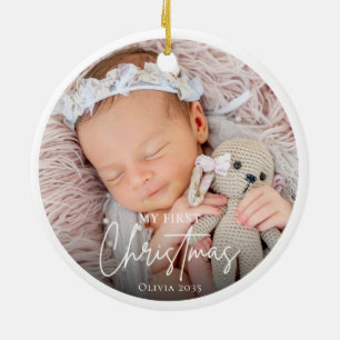 Mein erstes Weihnachten Weiß personalisiertes Baby Keramik Ornament