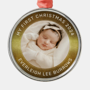 Mein erstes Weihnachten Weiß personalisiertes Baby Ornament Aus Metall