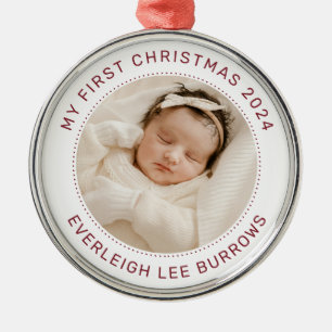Mein erstes Weihnachten Weiß personalisiertes Baby Ornament Aus Metall