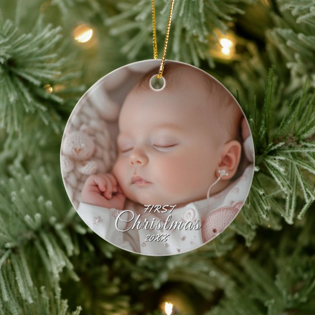Mein erstes Weihnachts-Baby Custom-Foto Keramik Ornament (Baum)