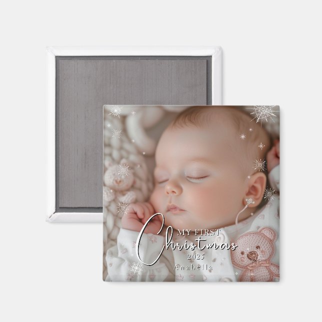 Mein erstes Weihnachts-Baby-Foto Magnet (Vorderseite/Rückseite)