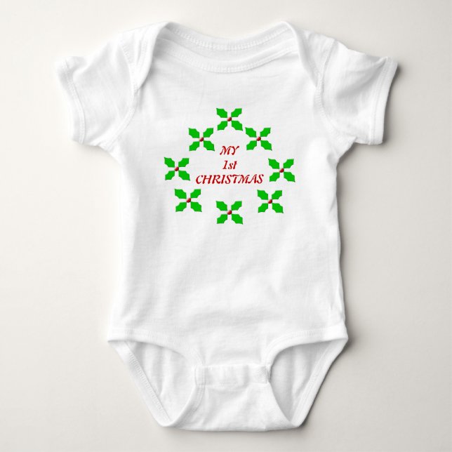 Mein erstes Weihnachts Custom Holly Baby Baby Strampler (Vorderseite)