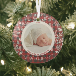 Mein erstes Weihnachts-Foto Buffalo Kariert Ornament Aus Glas