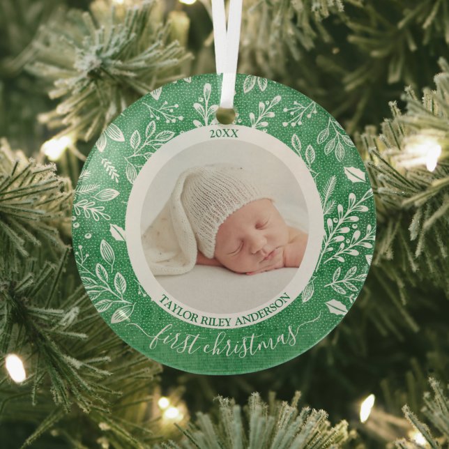 Mein erstes Weihnachts-Foto Green Ornament Aus Glas (InSitu)