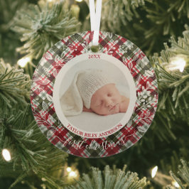 Mein erstes Weihnachts-Foto Kariert Ornament Aus Glas