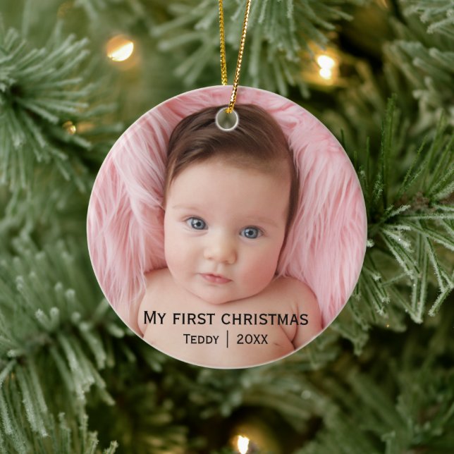 Mein erstes Weihnachts-Foto Keramik Ornament (Baum)
