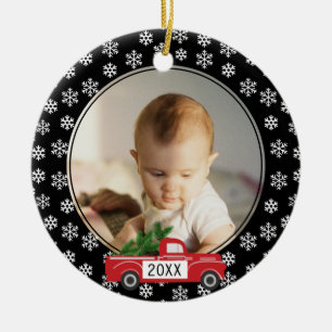 Mein erstes Weihnachts-Foto Ornament mit Red Truck
