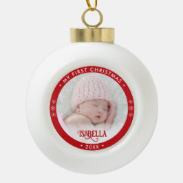 Mein erstes Weihnachts-Foto Rote Keramik Ball Orna Keramik Kugel-Ornament