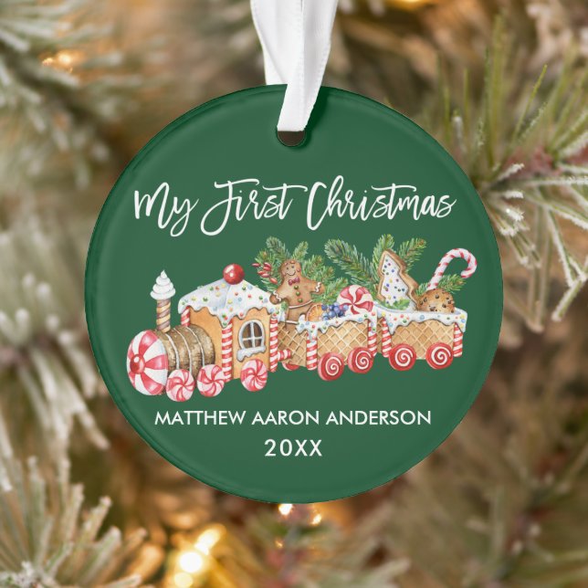 Mein erstes Weihnachts-Lebkuchen-Train Baby Green Ornament (Baum)
