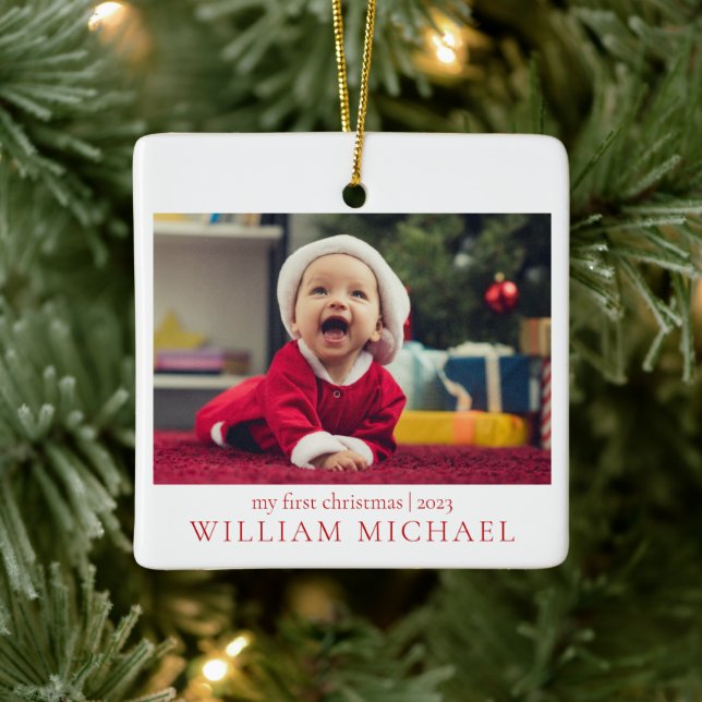 Mein erstes Weihnachts-New-Baby-Foto Keramikornament (Baum)