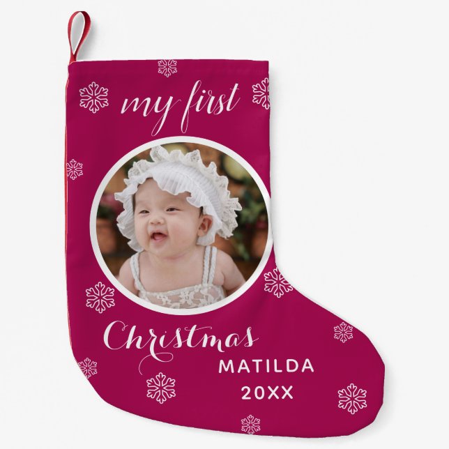 Mein erstes Weihnachts-Niedliches Baby-Foto Kleiner Weihnachtsstrumpf (Vorderseite)