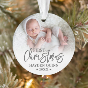 Mein erstes Weihnachts-Skript neues Baby-Foto Ornament