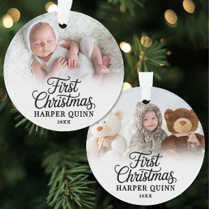 Mein erstes Weihnachts-Skript neues Baby-Foto Ornament