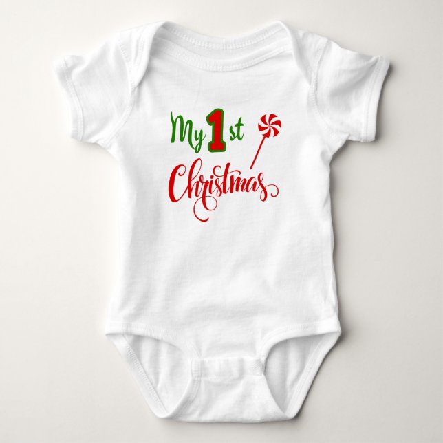 Mein erstes Weihnachts-süßen Urlaub Lollipop-Gesch Baby Strampler (Vorderseite)