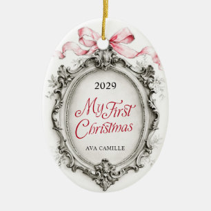 Mein erstes Weihnachts-Wappen-Foto-Ornament Keramik Ornament