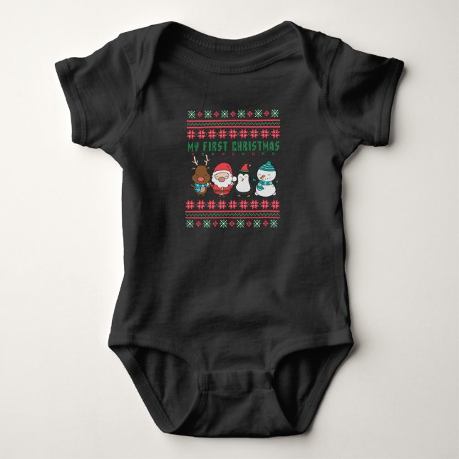 Mein erstes Weihnachts-Weihnachtsfest Baby Strampler (Vorderseite)
