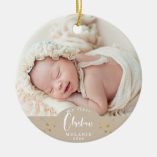 Mein erstes Weihnachtsbaby-Andenkenfoto Keramik Ornament