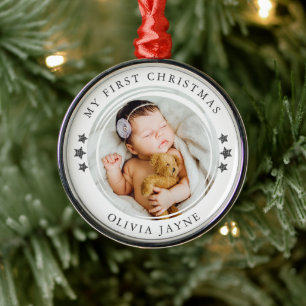Mein erstes Weihnachtsbaby-Foto-Andenken Ornament Aus Metall