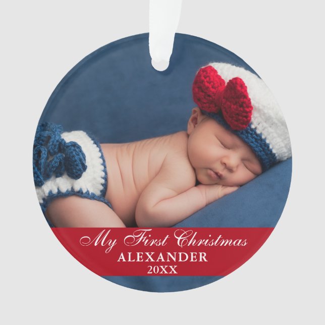 Mein erstes Weihnachtsbaby-Foto Red Ornament (Vorderseite)