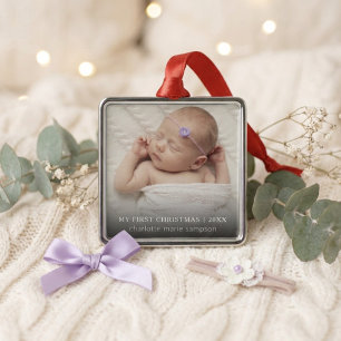 Mein erstes Weihnachtsbaby-Foto-Silberrahmen Ornament Aus Metall