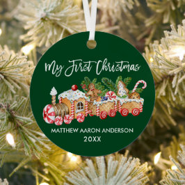 Mein erstes Weihnachtsbaby Gingerbrot Train Green Ornament Aus Metall