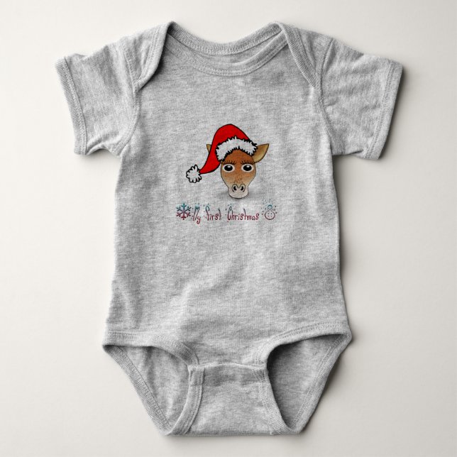 Mein erstes Weihnachtsbaby Giraffe Baby Strampler (Vorderseite)