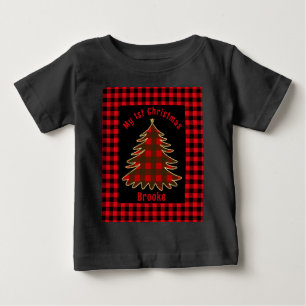 Mein erstes Weihnachtsbaby Name Rote Palme Weihnac Baby T-shirt