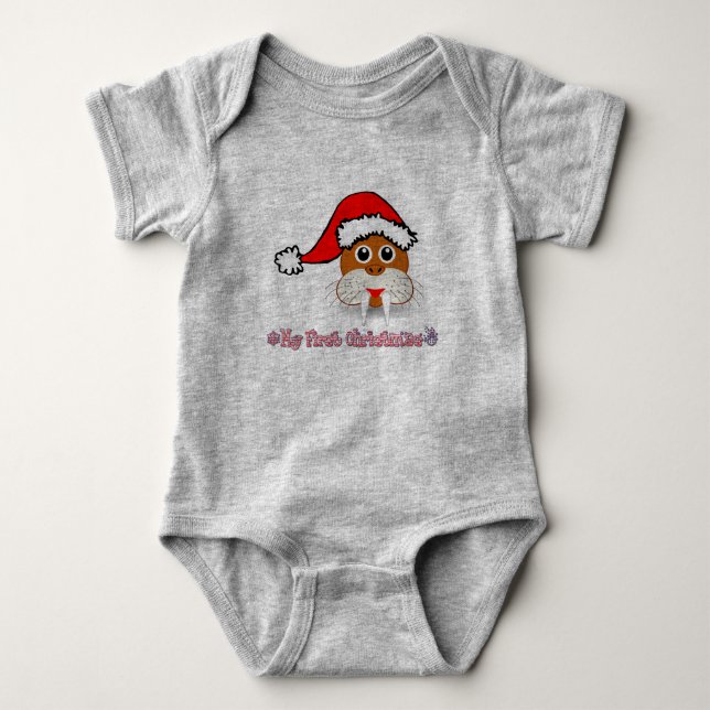 Mein erstes Weihnachtsbaby Walrus Baby Strampler (Vorderseite)