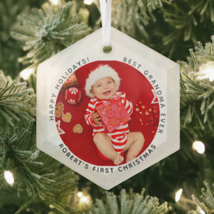 Mein erstes Weihnachtsbabyfoto Oma Ornament Aus Glas