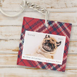 Mein erstes Weihnachtsfest für immer Zuhause Karie Schlüsselanhänger<br><div class="desc">Dieses einfache und klassische Design besteht aus Serifentypografie und fügt ein individuelles Foto für Haustiere hinzu. "Mein erstes Weihnachten in meiner ewigen Zuhause" schmückt das Design.</div>