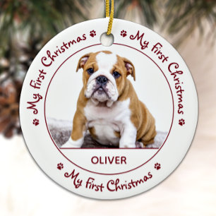 Mein erstes Weihnachtsfest - Niedliches Hundebüt-F Keramik Ornament