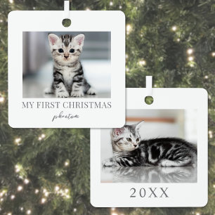 Mein erstes Weihnachtsfoto mit meiner Hauskatze Ornament Aus Metall