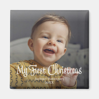 Mein erstes Weihnachtsfoto-Skript Baby Name Jahr Magnet