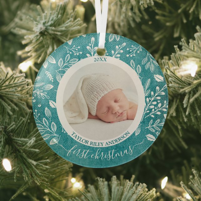 Mein erstes WeihnachtsFoto Türkis Ornament Aus Glas (InSitu)