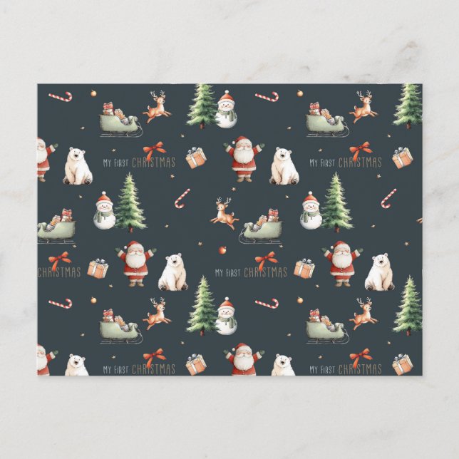 Mein erstes Weihnachtsgeschenk Santa Postkarte (Vorderseite)