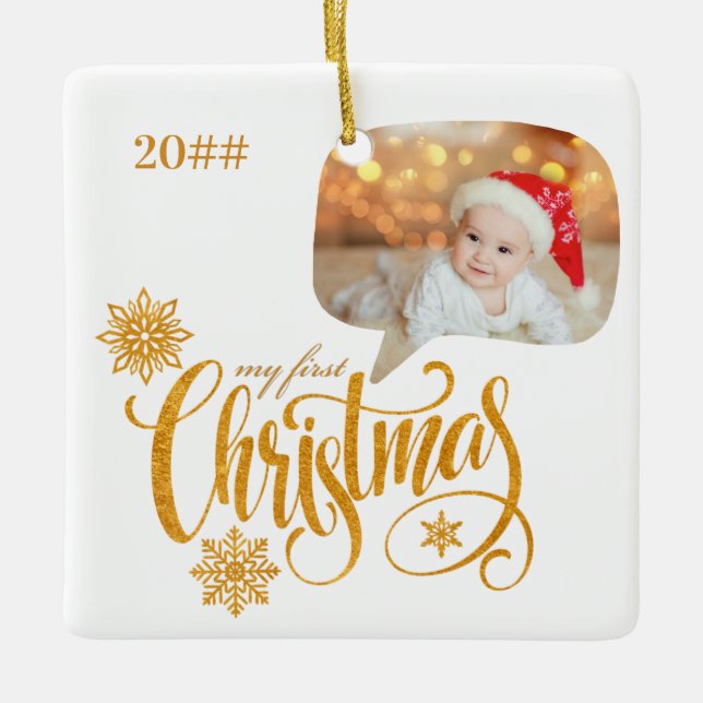 Mein erstes Weihnachtsgespräch Bubble Baby Foto Keramikornament (Vorderseite)