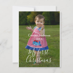 mein erstes Weihnachtsjungmädchen Foto Name Jahr s Postkarte