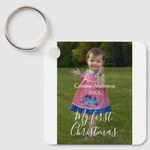 mein erstes Weihnachtsjungmädchen Foto Name Jahr s Schlüsselanhänger