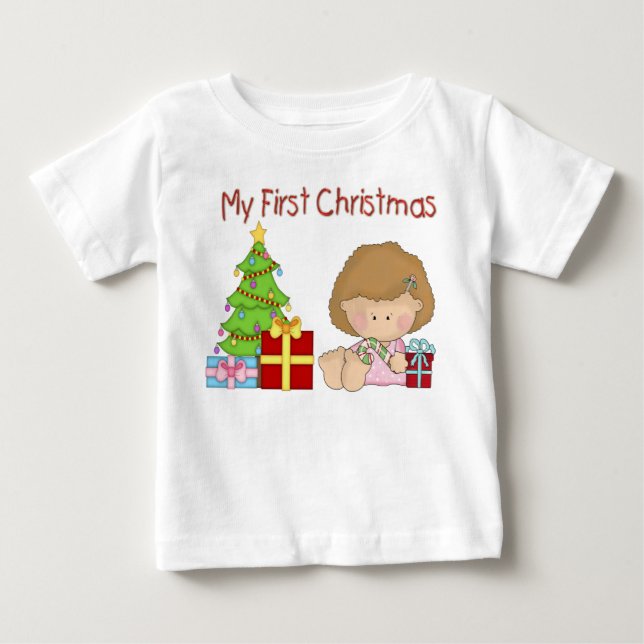 Mein erstes Weihnachtsmädchen Säugling Long Sleeve Baby T-shirt (Vorderseite)
