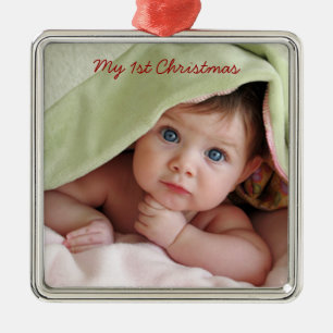 Mein erstes Weihnachtsmetall-Foto Silbernes Ornament