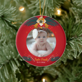 Mein erstes Weihnachtsrotes Foto Keramik Ornament