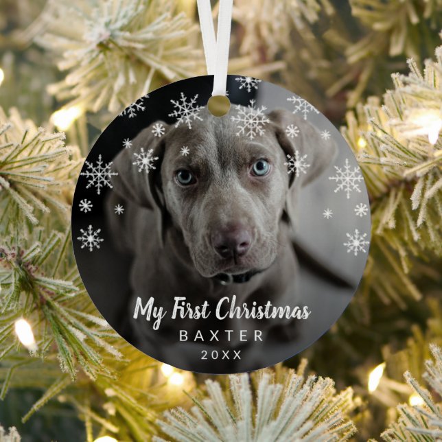 Mein erstes Weihnachtsschneeflocken-Foto Ornament Aus Metall (InSitu)